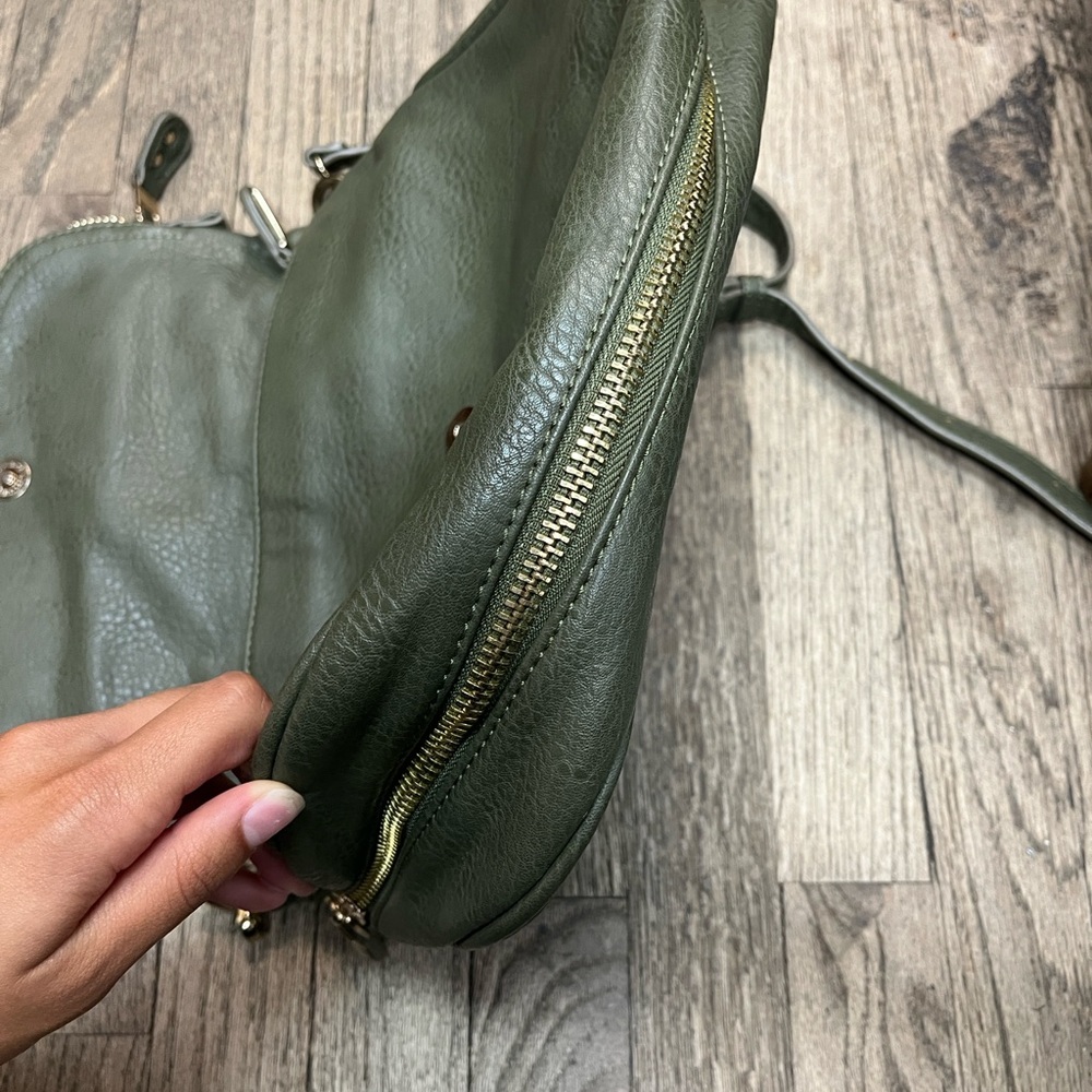 Olive Green Leather Crossbody Bag - Picture 5 of 6
